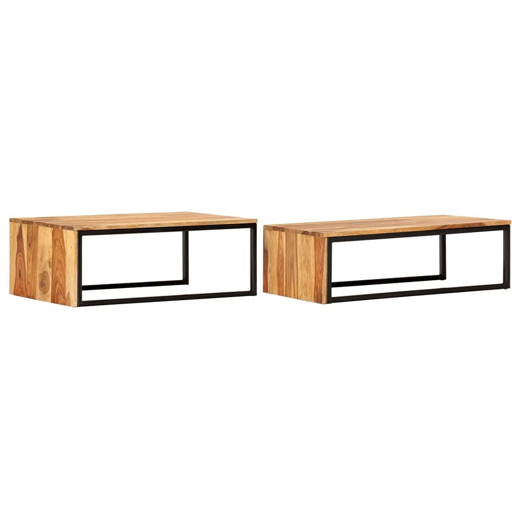 2 pcs Square Wood Nesting Tables D519