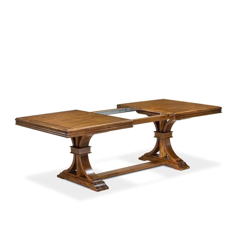 9-Piece Walnut Acacia Wood Dining Set with Faux Leather Chairs K1534