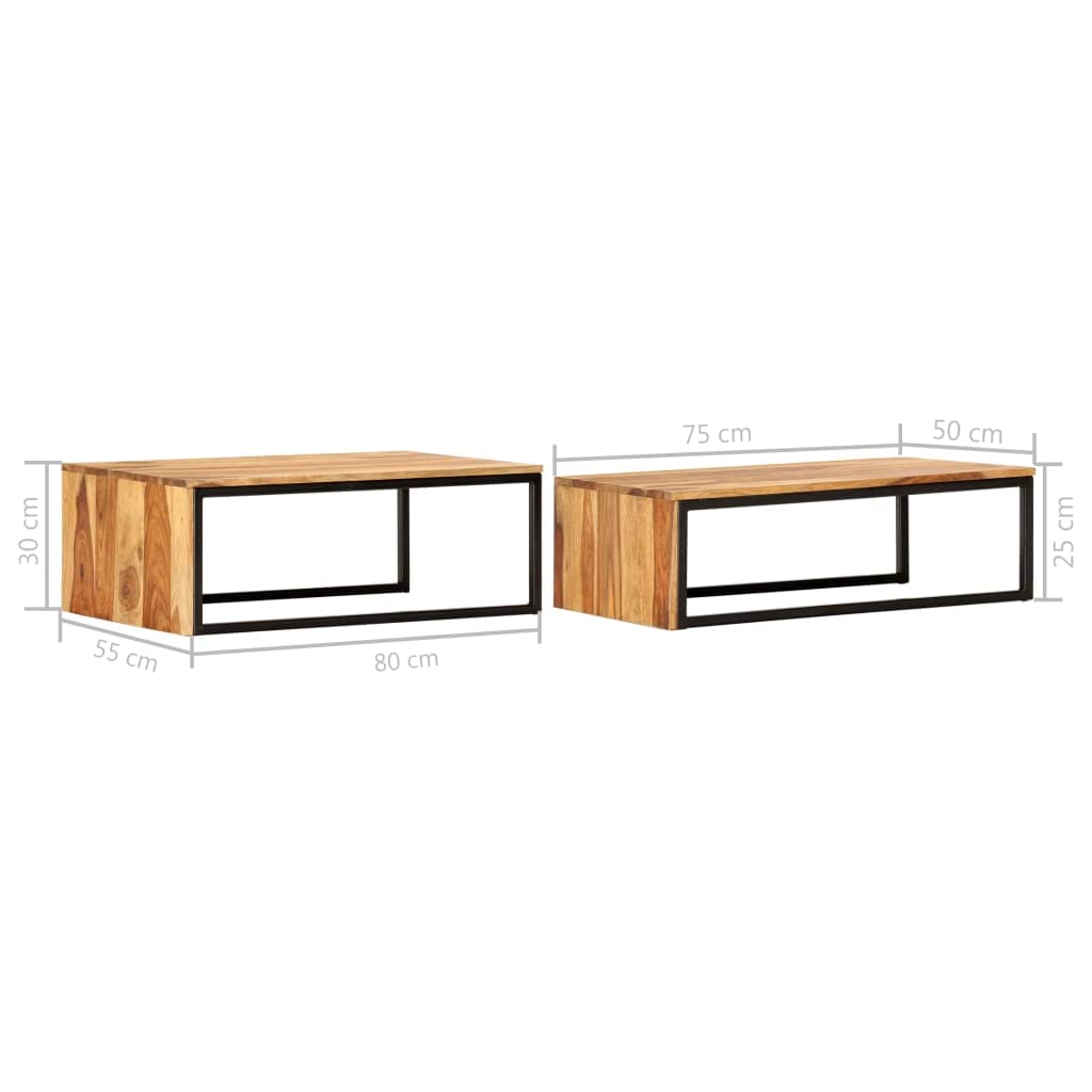 2 pcs Square Wood Nesting Tables D519