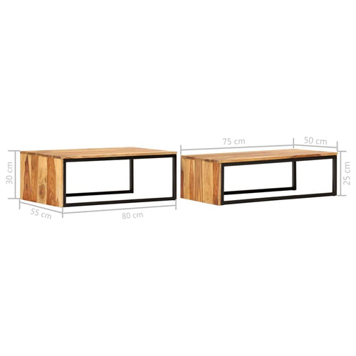 2 pcs Square Wood Nesting Tables D519