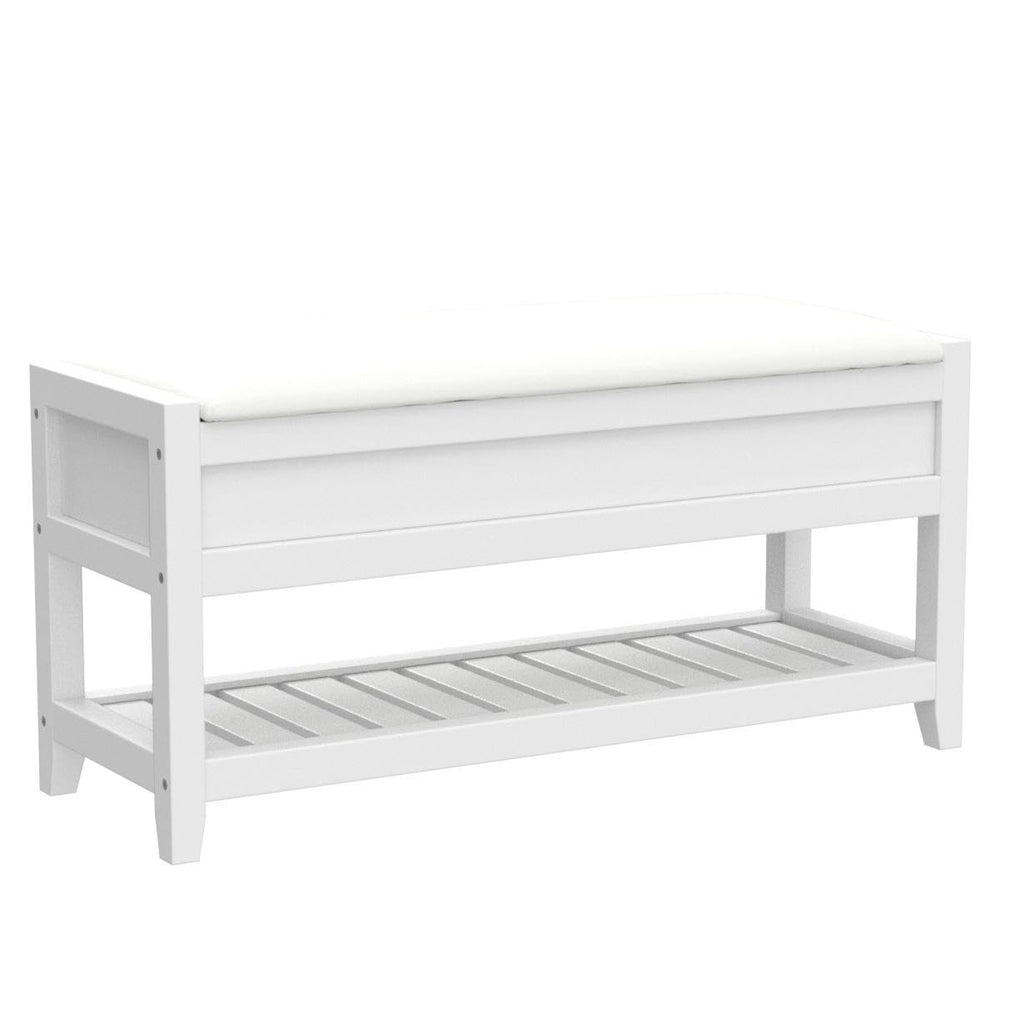 Clean White Seating Bench with Shoe Storage R410