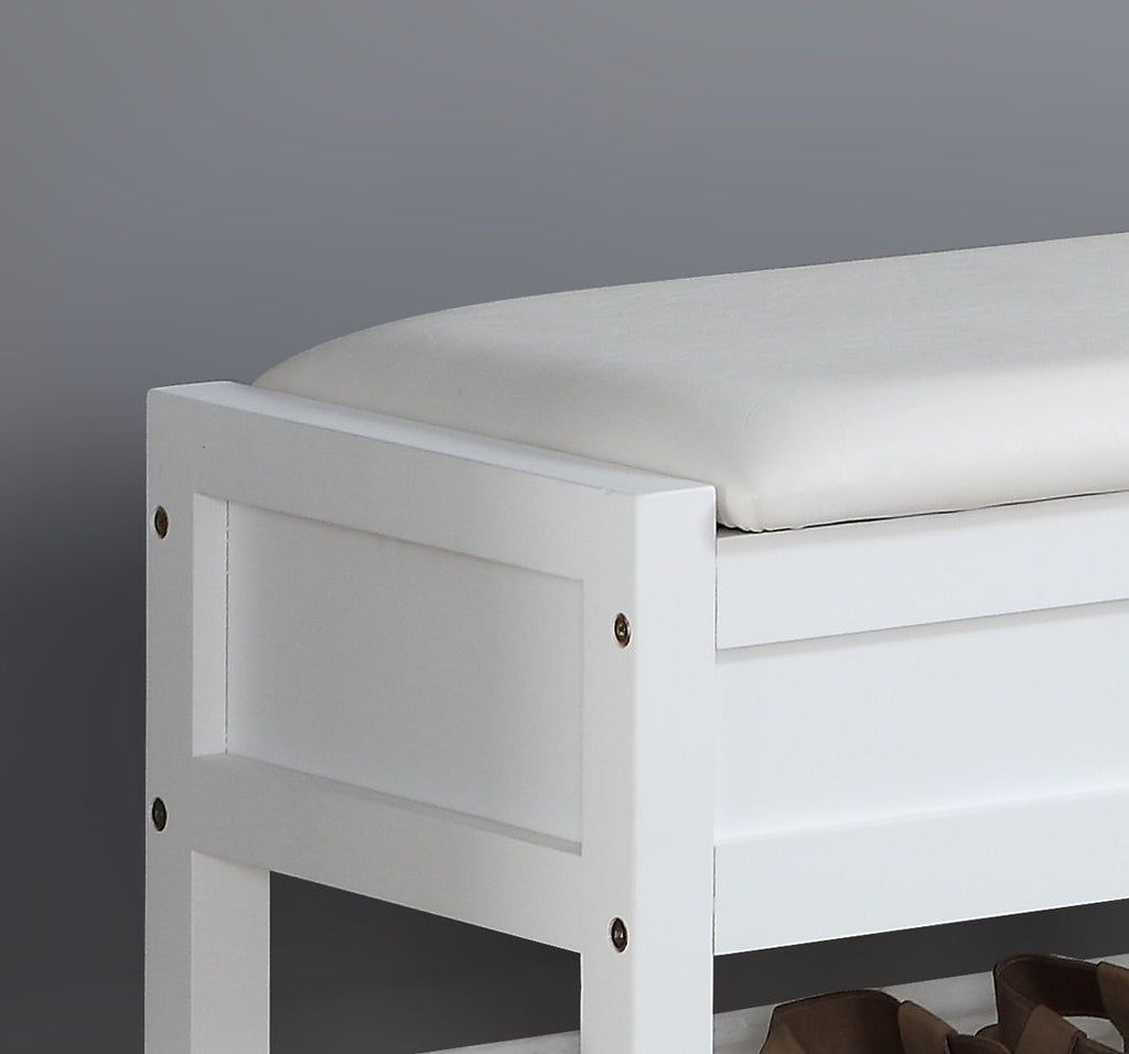 Clean White Seating Bench with Shoe Storage R410
