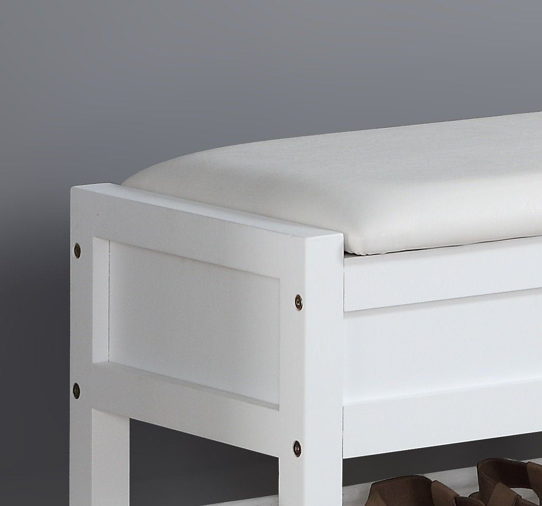 Clean White Seating Bench with Shoe Storage R410