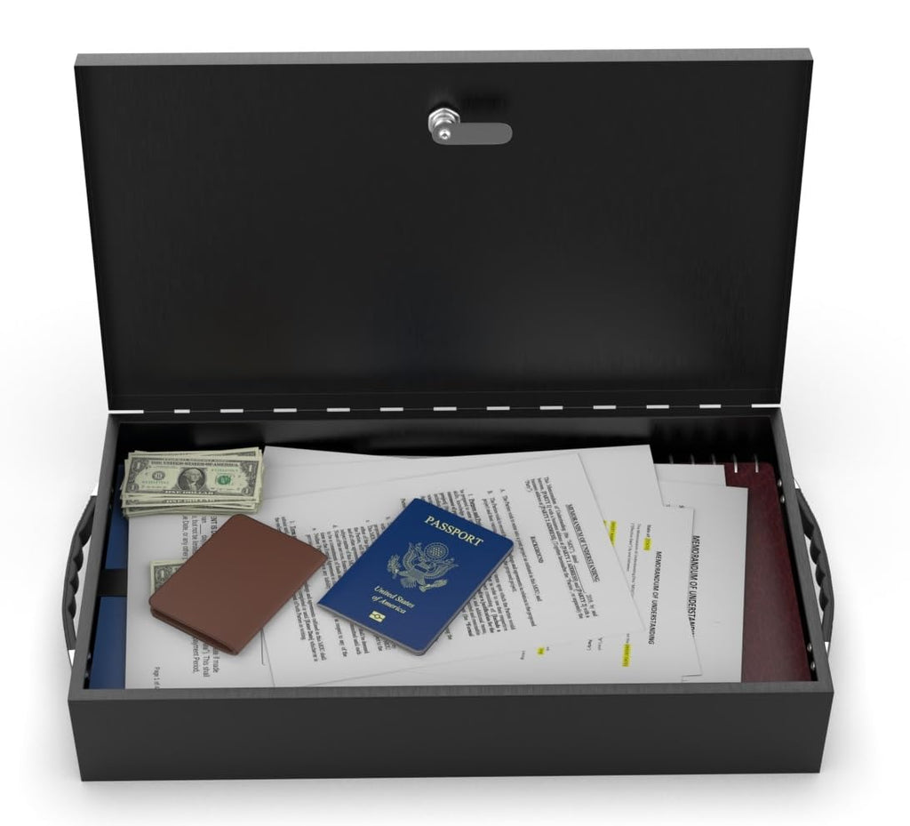Fire Retardant Steel Security Chest Lock Box, 0.43 Cubic Ft, Black T619