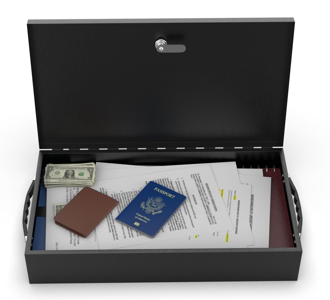Fire Retardant Steel Security Chest Lock Box, 0.43 Cubic Ft, Black T619