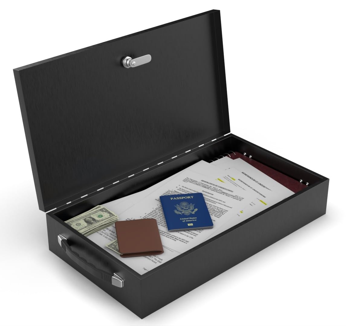 Fire Retardant Steel Security Chest Lock Box, 0.43 Cubic Ft, Black T619