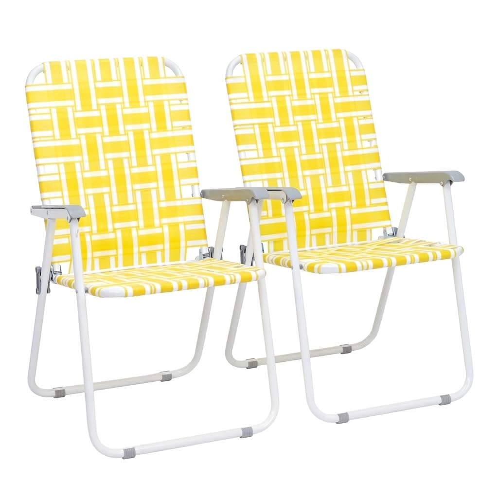 Heavy Duty Webbed Lawn Chair Set of 2 with Aluminum Frame W84243