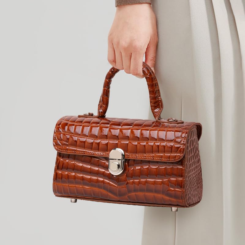 Genuine Cowhide Crocodile Embossed Crossbody Shoulder Bag V216903