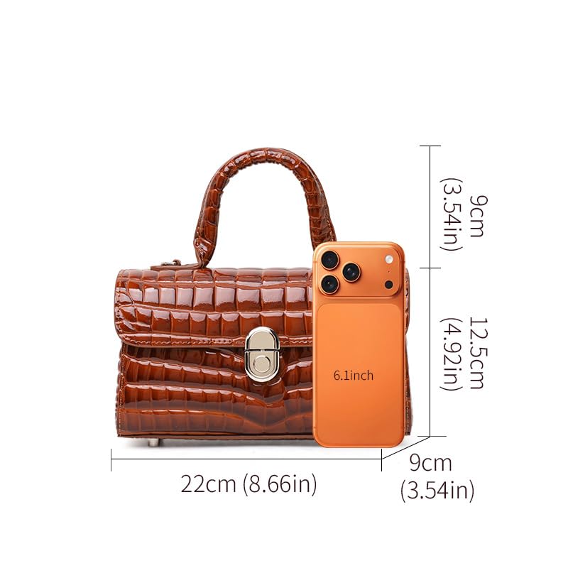 Genuine Cowhide Crocodile Embossed Crossbody Shoulder Bag V216903