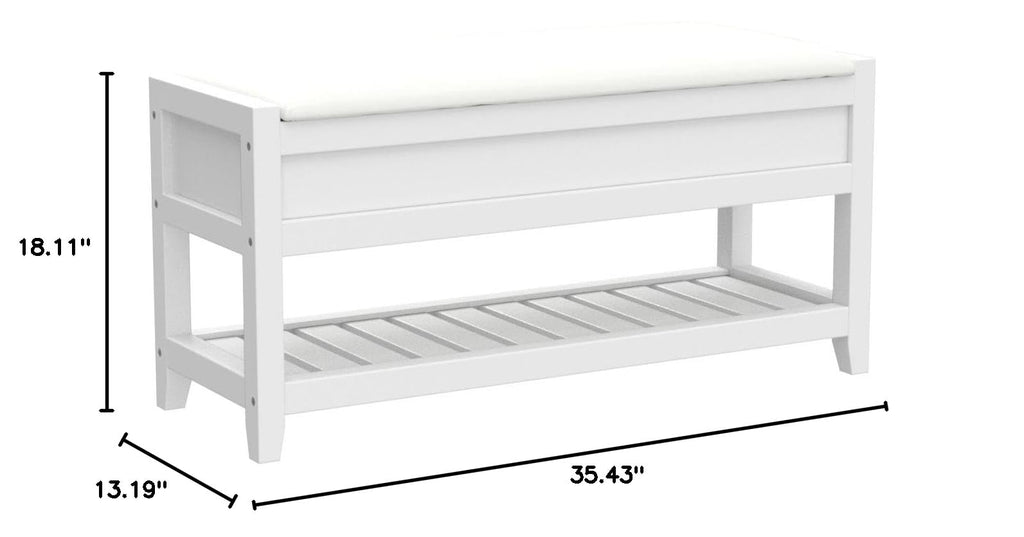 Clean White Seating Bench with Shoe Storage R410