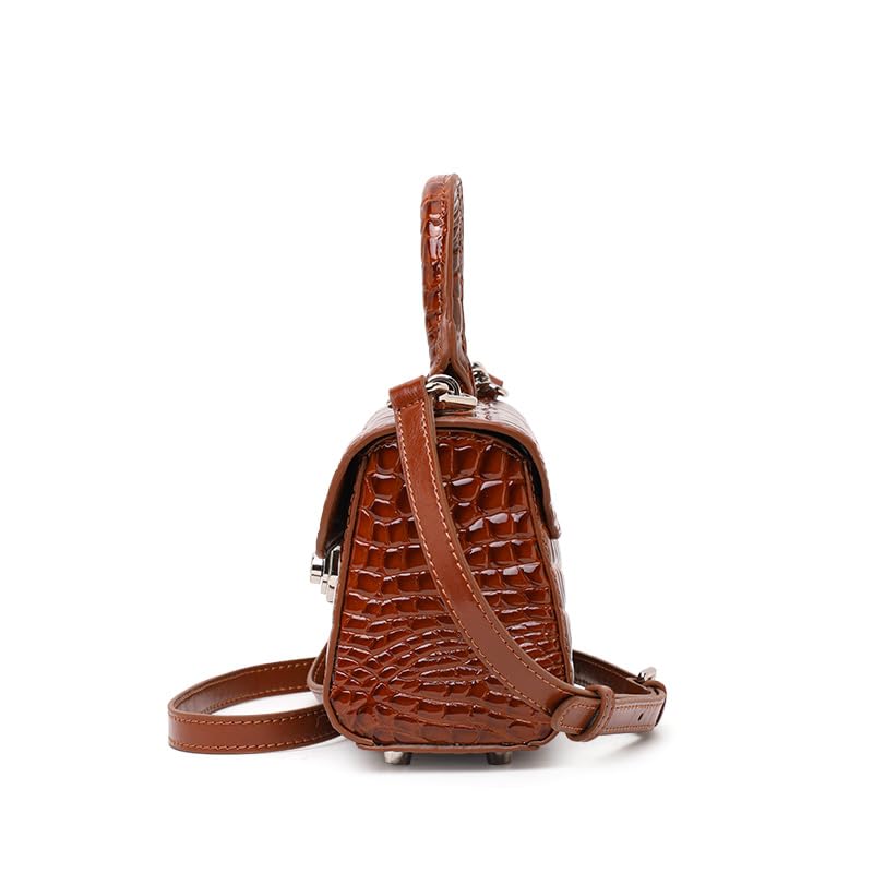 Genuine Cowhide Crocodile Embossed Crossbody Shoulder Bag V216903