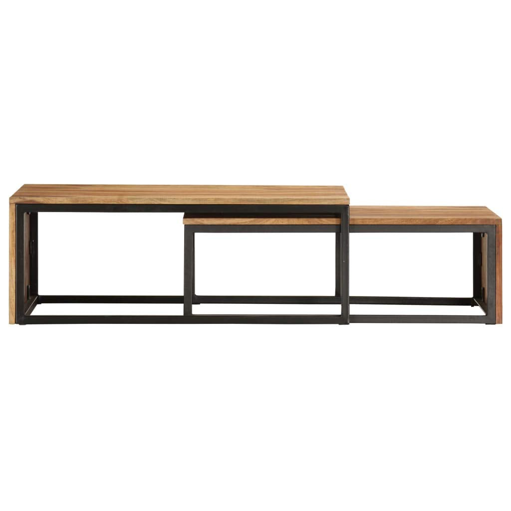 2 pcs Square Wood Nesting Tables D519