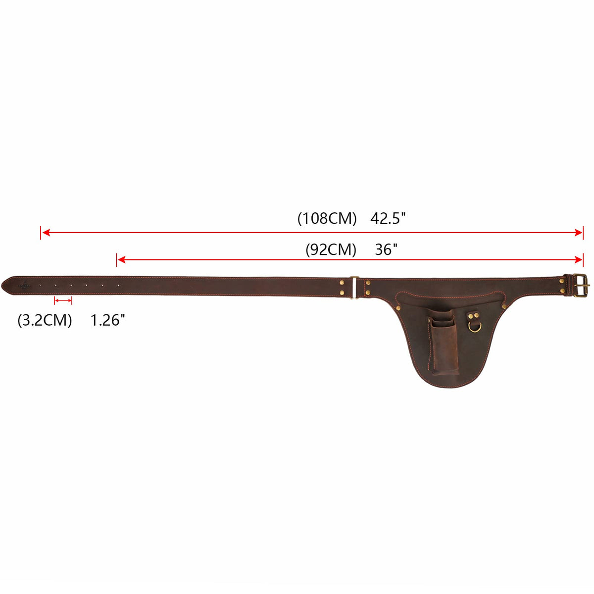 Leather 3 Pockets Adjustable Tool Belt Bag X796