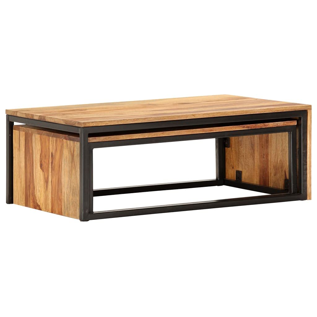 2 pcs Square Wood Nesting Tables D519