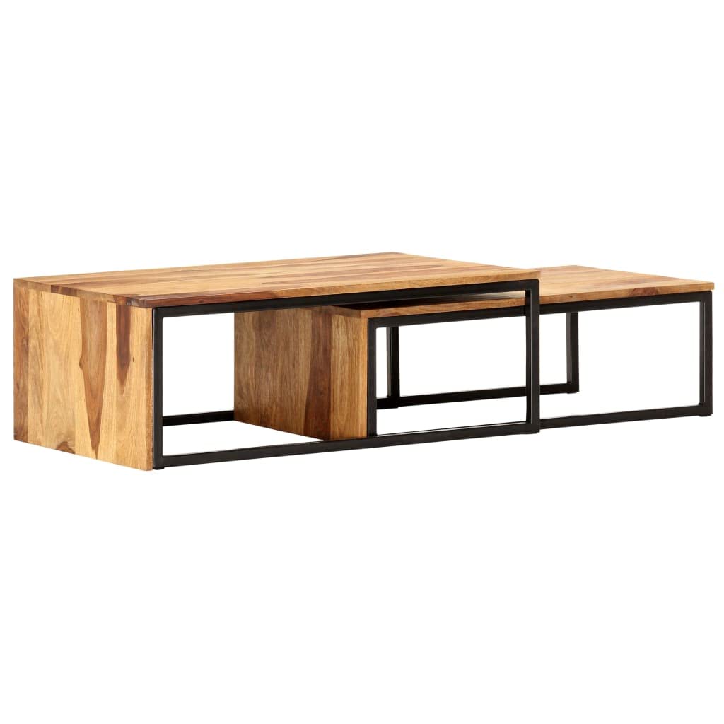 2 pcs Square Wood Nesting Tables D519