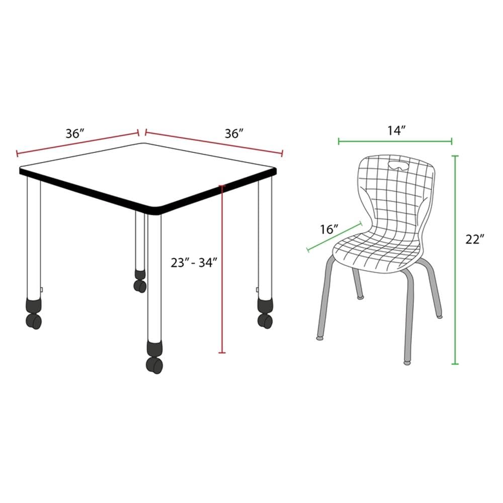 36" Square Mobile Table with 4 Stack Chairs F156492