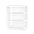White 3-Drawer Plastic Storage Tower with Clear Bins L3448