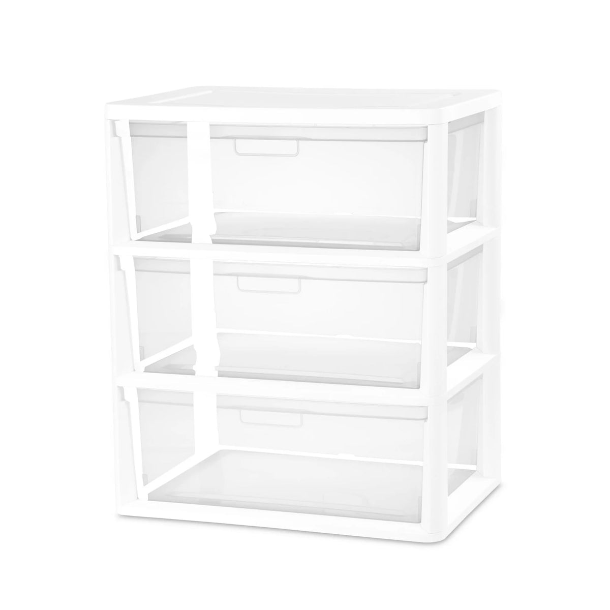 White 3-Drawer Plastic Storage Tower with Clear Bins L3448