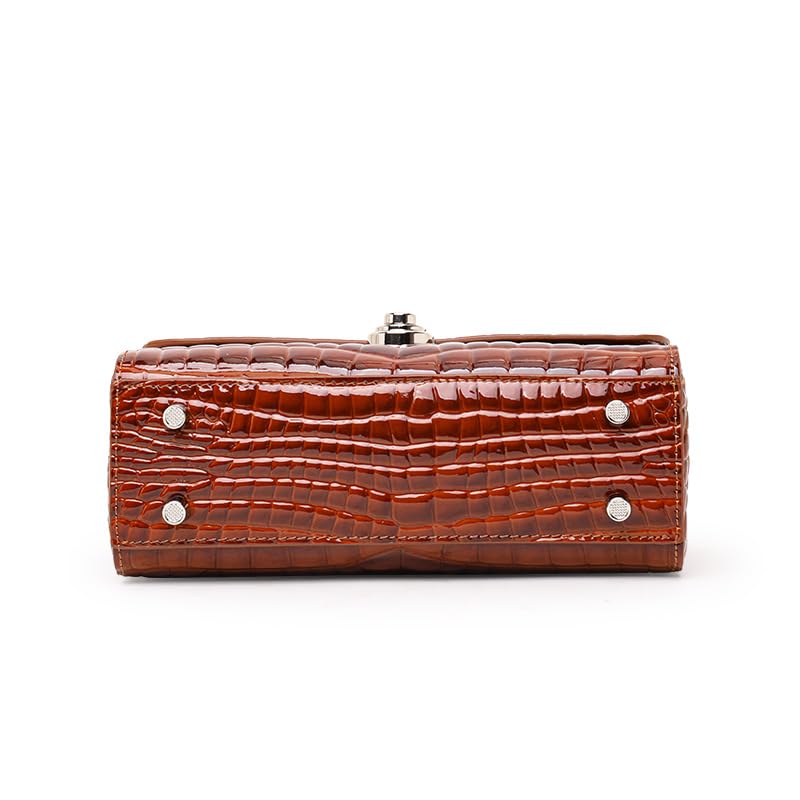 Genuine Cowhide Crocodile Embossed Crossbody Shoulder Bag V216903