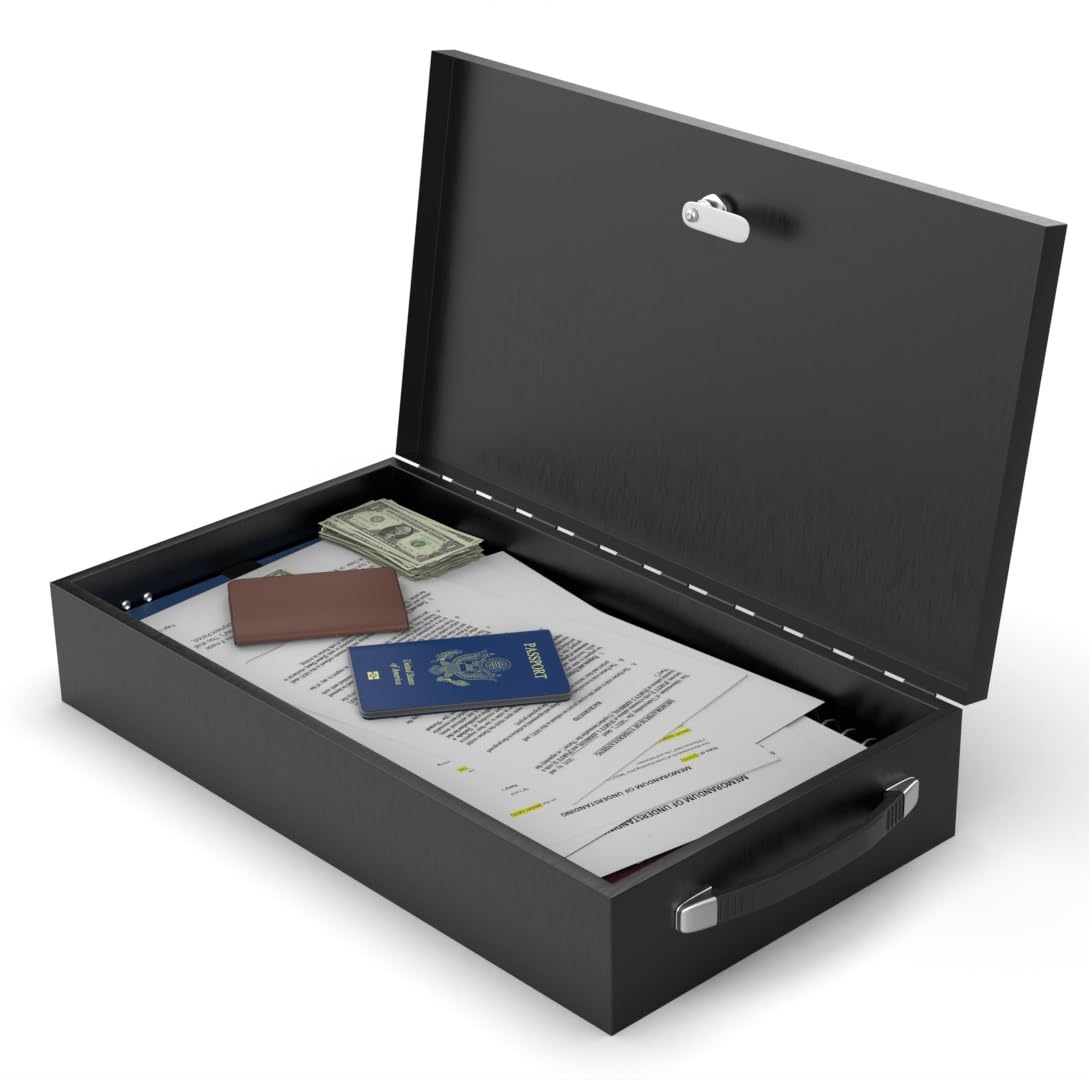 Fire Retardant Steel Security Chest Lock Box, 0.43 Cubic Ft, Black T619