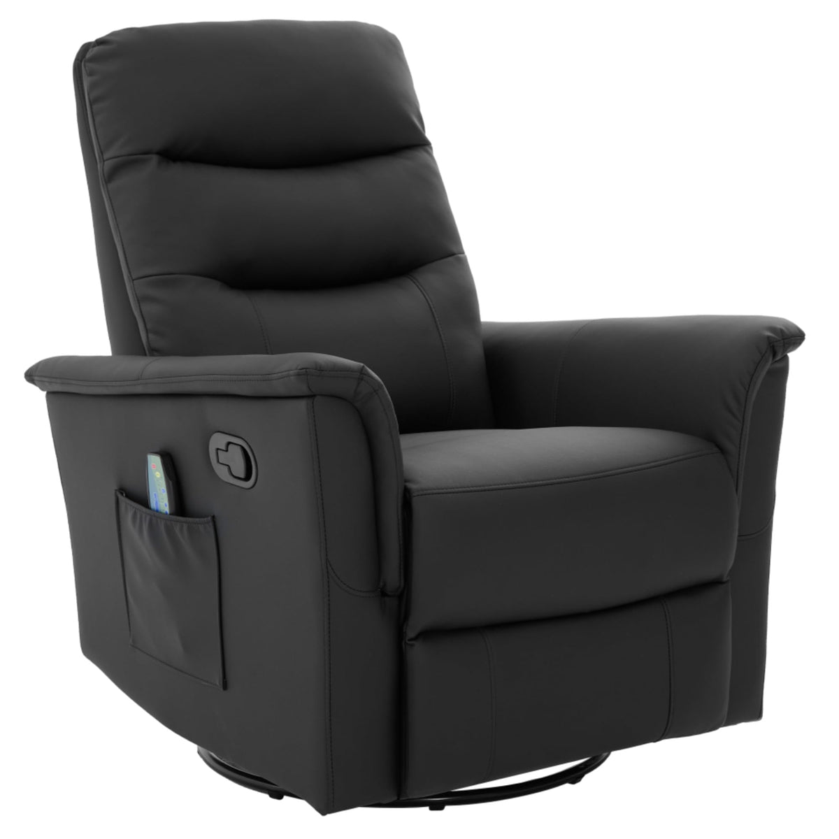 Black Boucle Swivel Rocker Glider Lounge Chair U763542