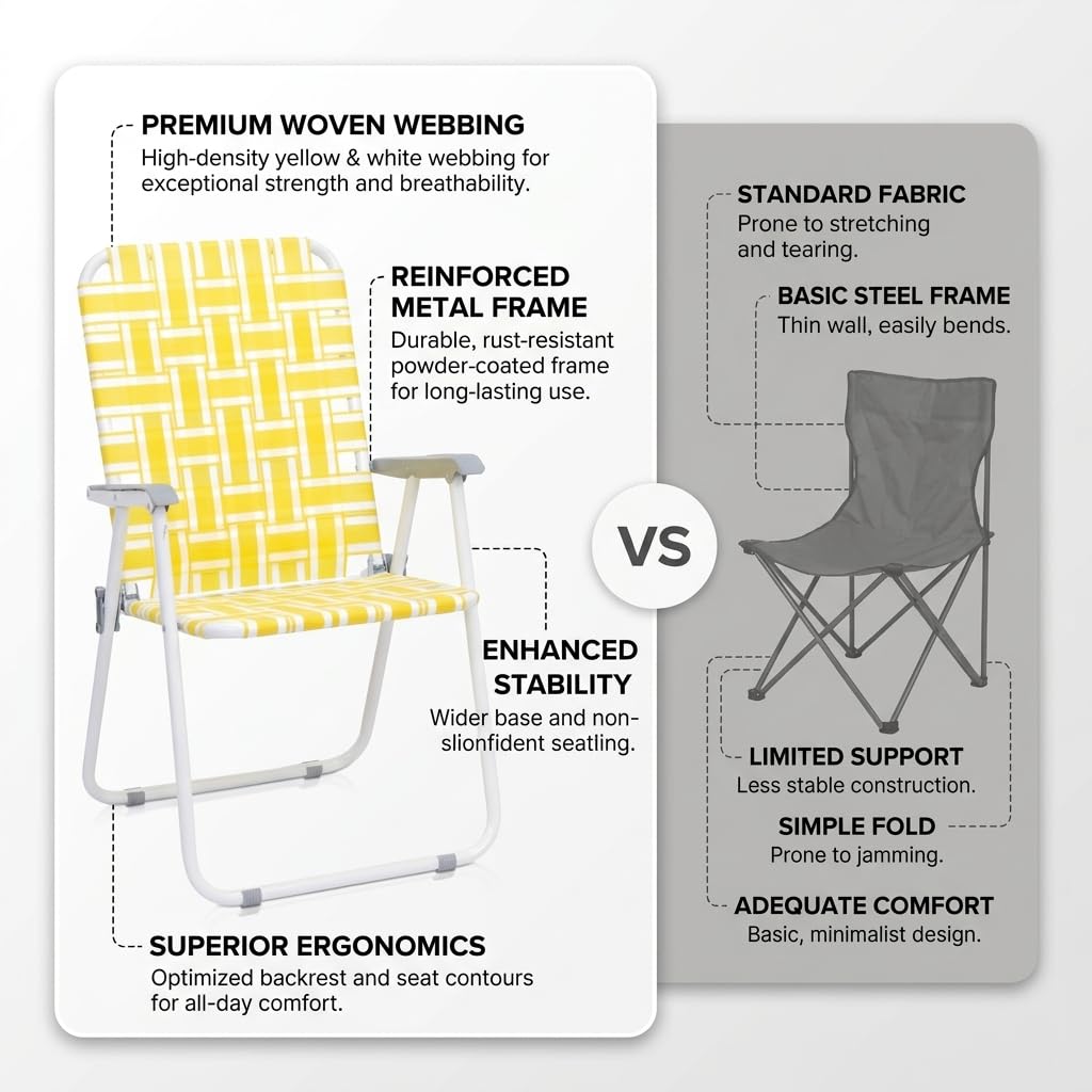 Heavy Duty Webbed Lawn Chair Set of 2 with Aluminum Frame W84243