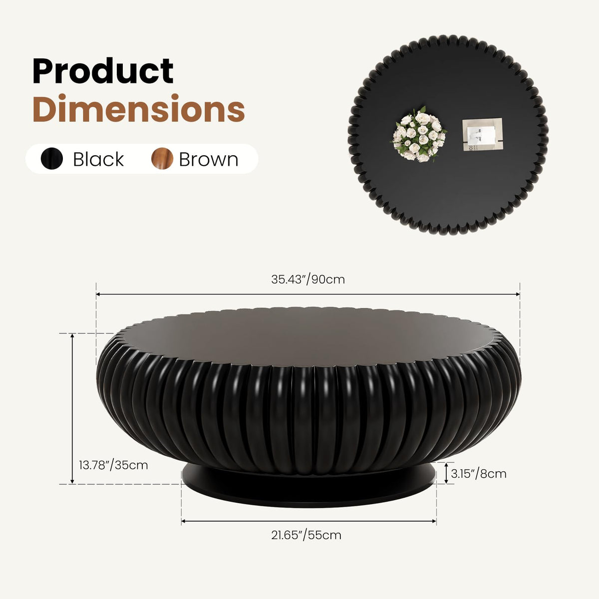 Round Fluted Drum Coffee Table P554407