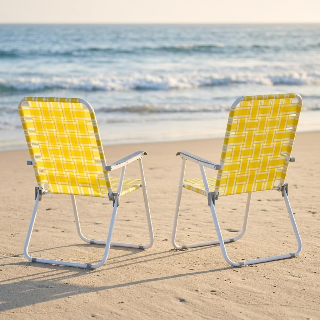 Heavy Duty Webbed Lawn Chair Set of 2 with Aluminum Frame W84243
