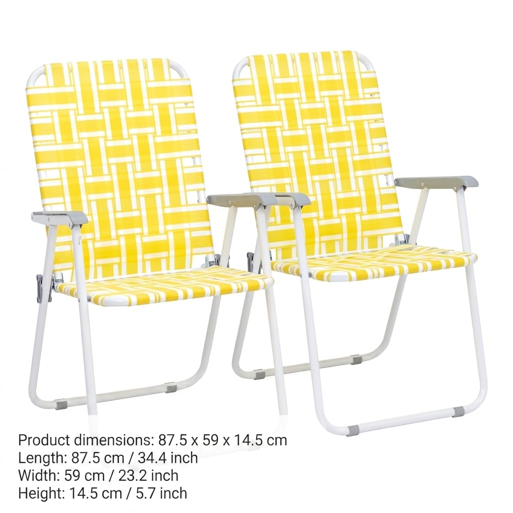 Heavy Duty Webbed Lawn Chair Set of 2 with Aluminum Frame W84243