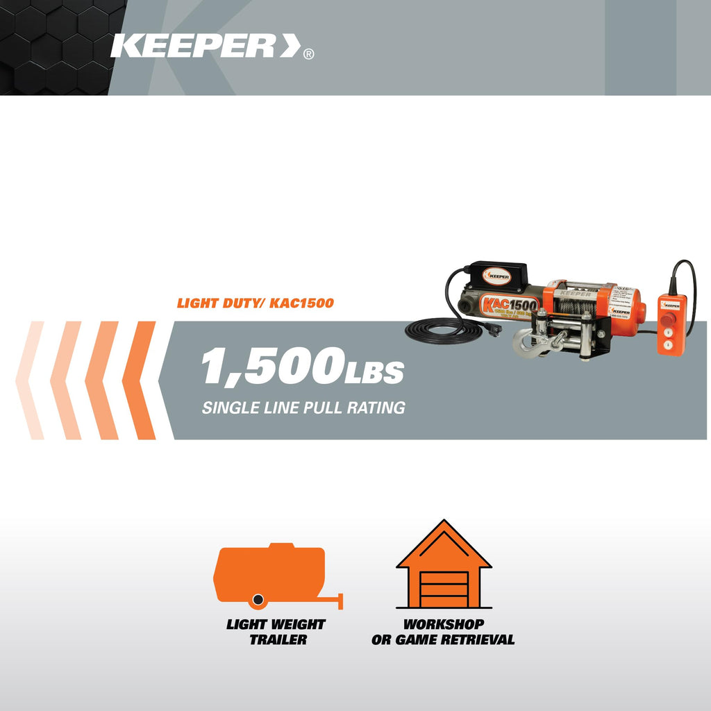 Electric Winch 110/120V AC with Remote 1500 lb. Capacity E6200
