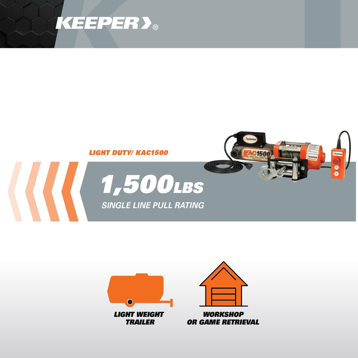 Electric Winch 110/120V AC with Remote 1500 lb. Capacity E6200