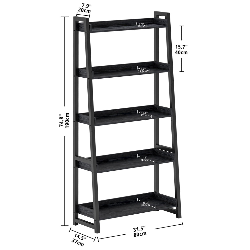 5-Tier Industrial Ladder Shelf Bookcase Y515