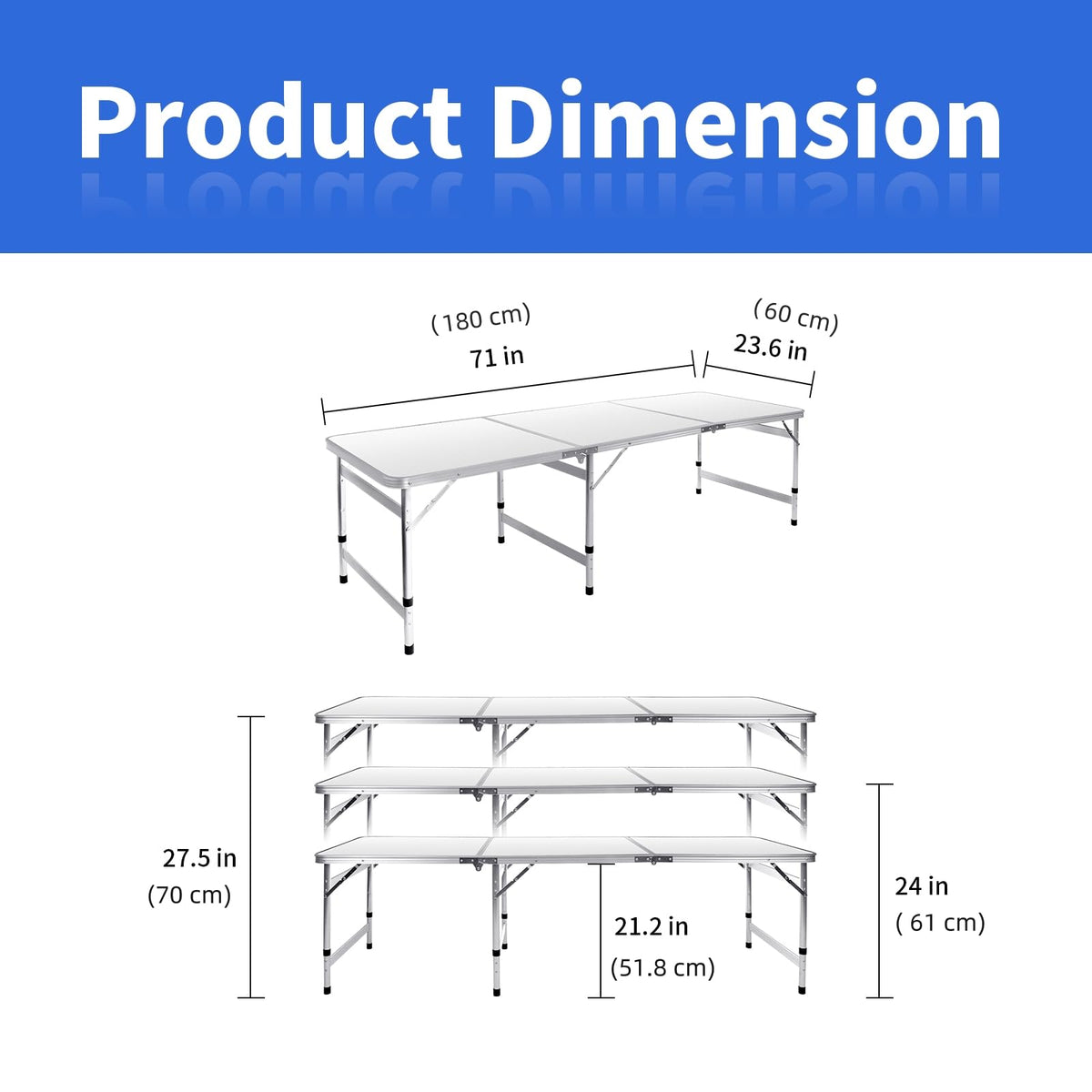 6FT Adjustable Folding Camping Table H26207