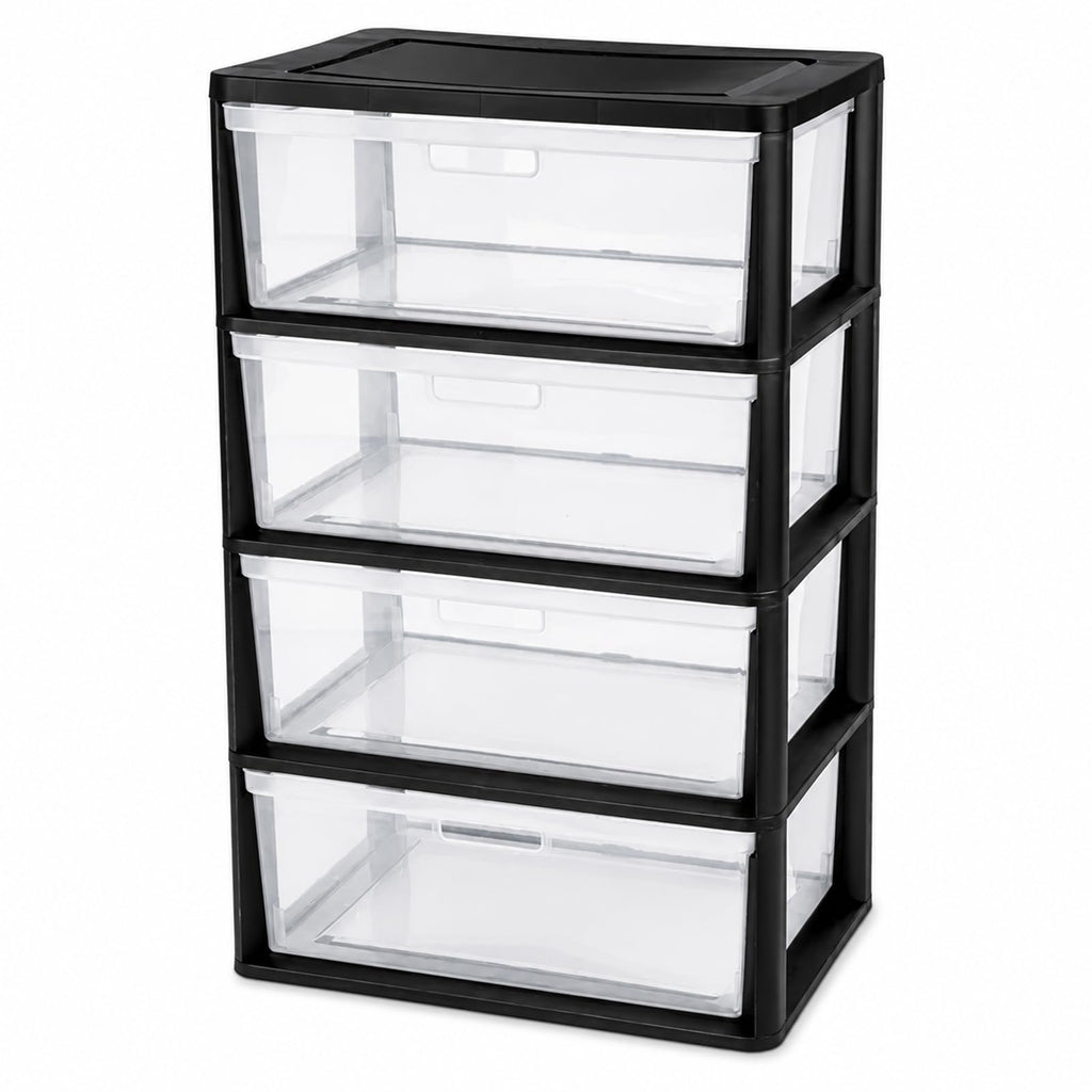 Wide 4 Drawer Plastic Storage Tower Organizer D592