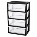 Wide 4 Drawer Plastic Storage Tower Organizer D592