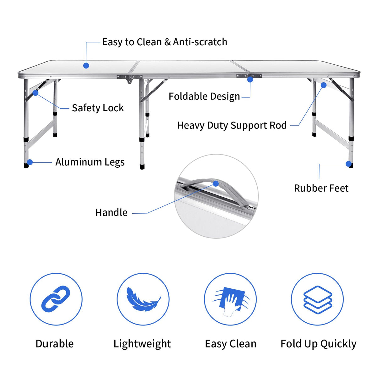 6FT Adjustable Folding Camping Table H26207