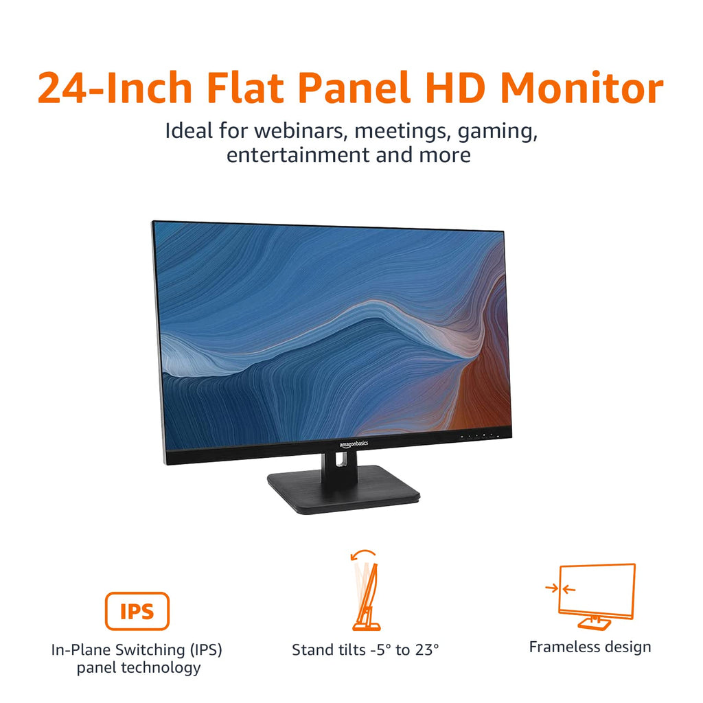 24-inch Full HD IPS Monitor, 75 Hz, 1080P, HDMI, Display Port, VGA, Built-in Speakers, Black I15714
