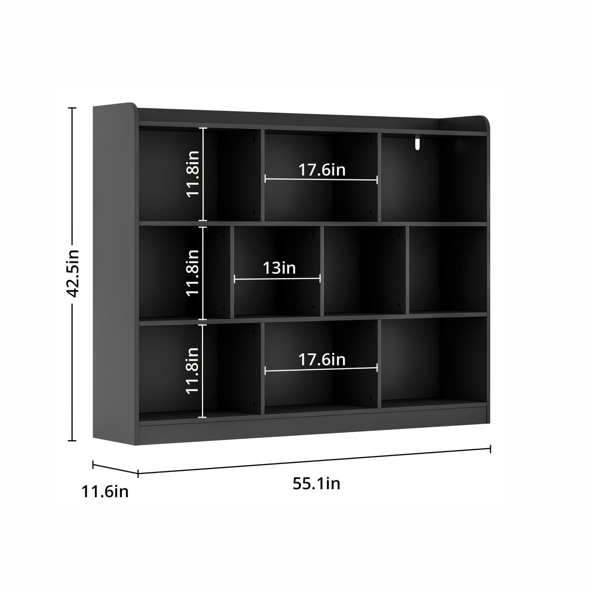 Black 3 Tier Wood Bookshelf F429878