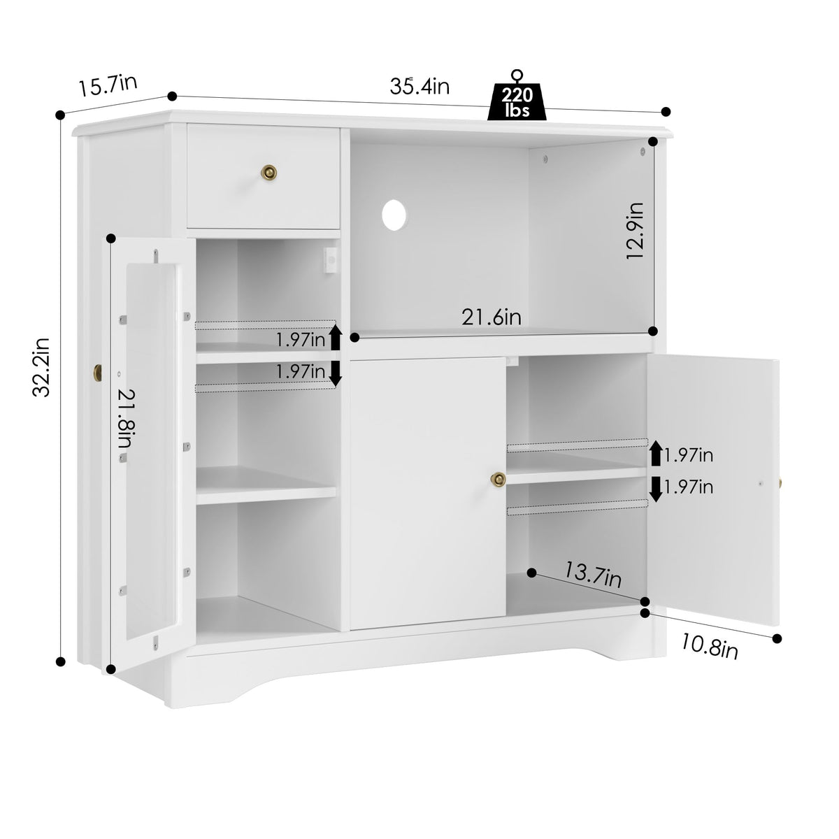 White Microwave Cabinet X4386