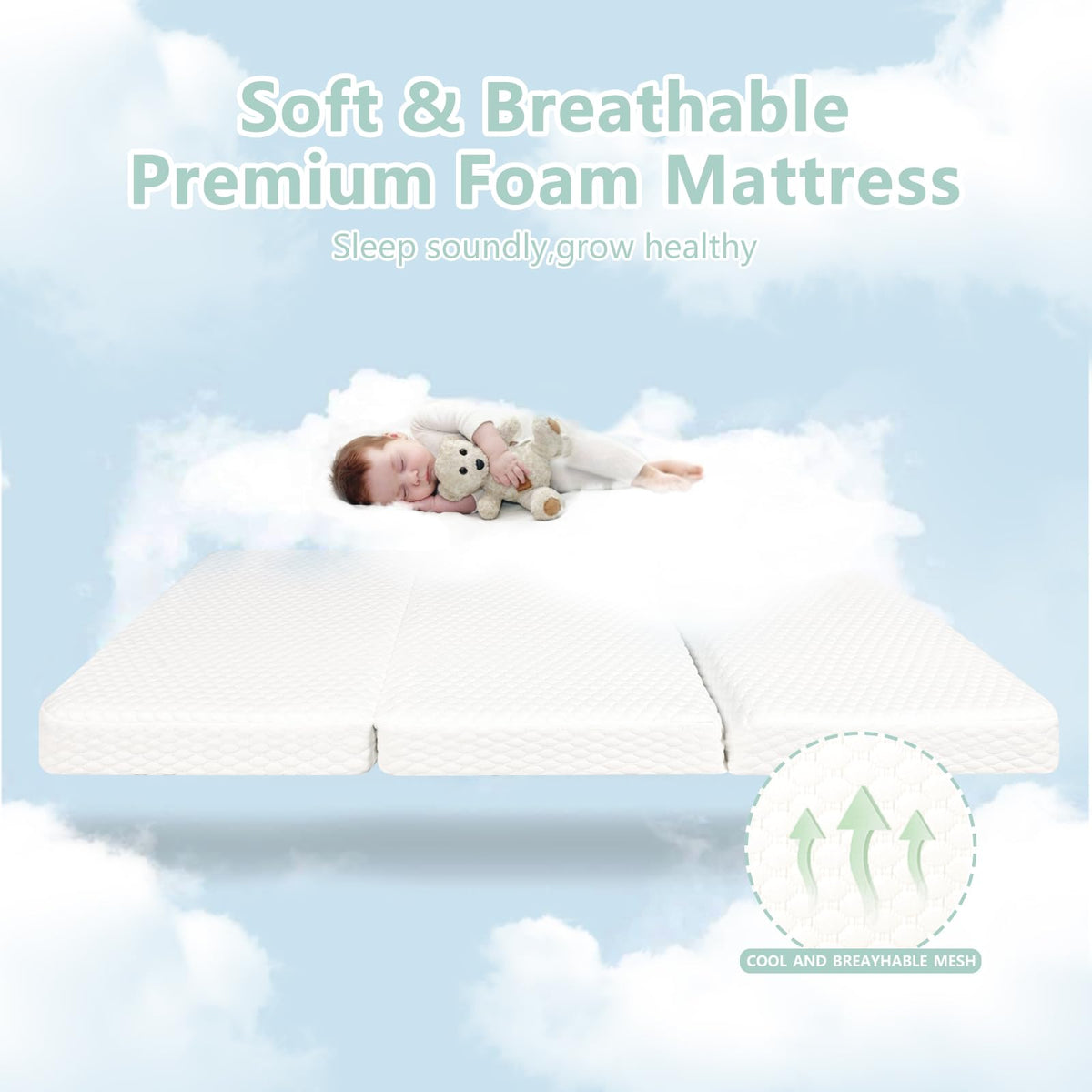 38”x26” Trifold Dual-Firmness Memory Foam Pack and Play Mattress S346776