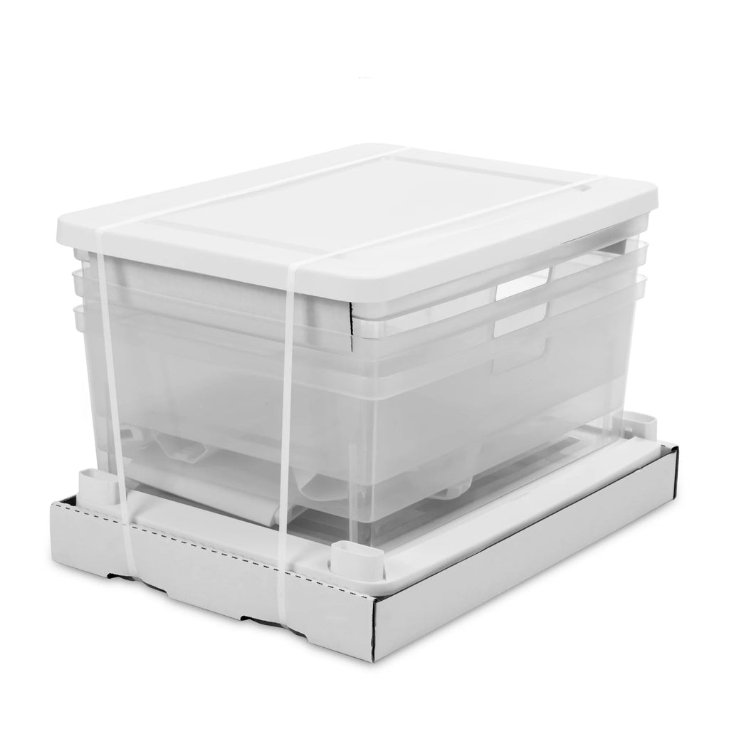 White 3-Drawer Plastic Storage Tower with Clear Bins L3448