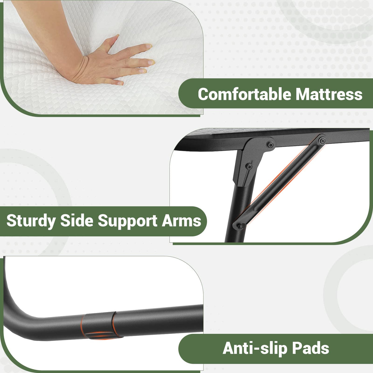 75" x 31" Folding Bed with Memory Foam Mattress C813