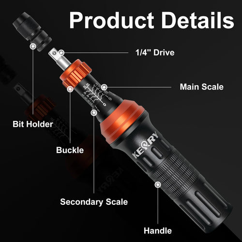 1/4 Inch Pound Torque Screwdriver Set, 10-80 In-Lb, 34-Pieces Bits N5335