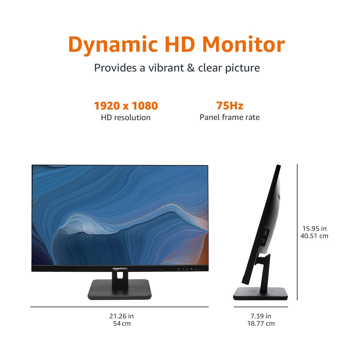 24-inch Full HD IPS Monitor, 75 Hz, 1080P, HDMI, Display Port, VGA, Built-in Speakers, Black I15714