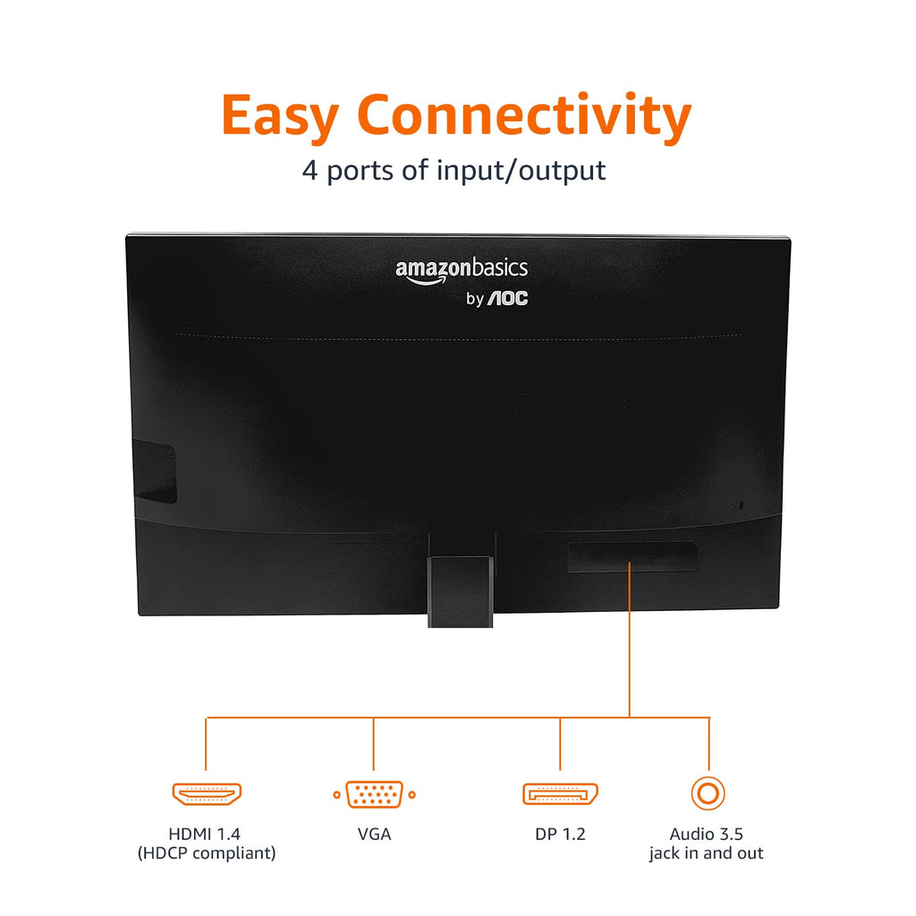 24-inch Full HD IPS Monitor, 75 Hz, 1080P, HDMI, Display Port, VGA, Built-in Speakers, Black I15714