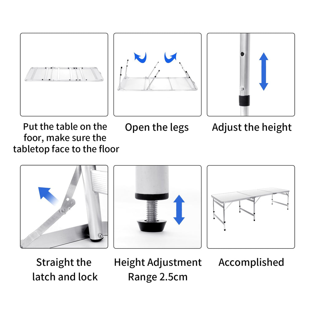6FT Adjustable Folding Camping Table H26207