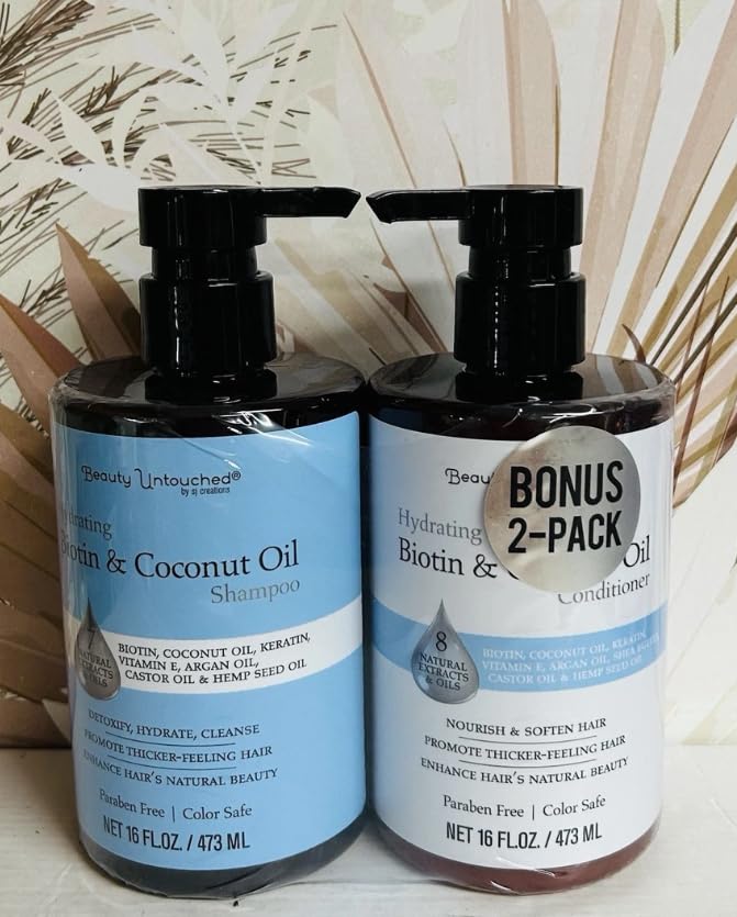 Biotin & Coconut Oil Shampoo and Conditioner Set 16 fl oz Q395