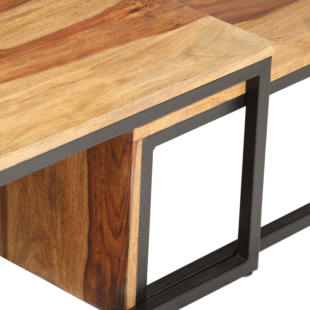 2 pcs Square Wood Nesting Tables D519