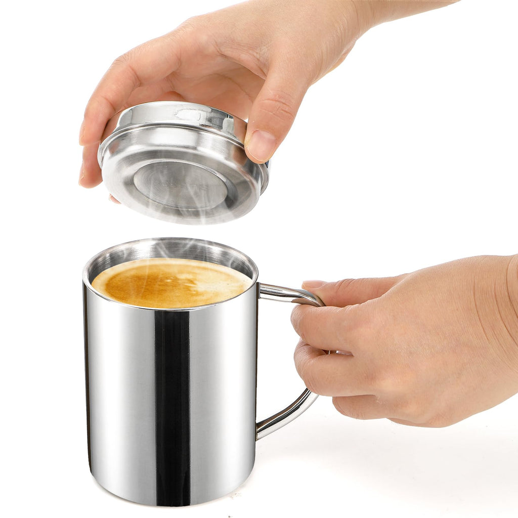 2 Pack 13.5 oz Stainless Steel Insulated Mugs with Lid and Handle J372236