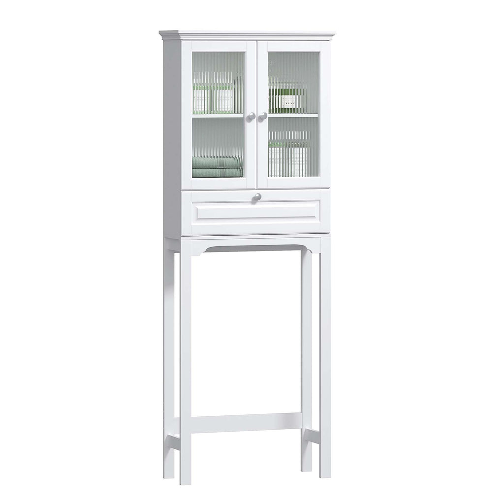 Over the Toilet Storage Cabinet with Glass Doors, White B8497